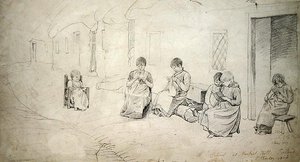 Bambini fuori dalla loro scuola a Market Hill, Irlanda