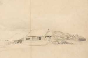 Edifici agricoli con costruttori di mucchi da Cornelius Varley