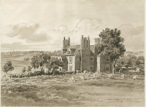 Oaken - Casa colonica: disegno a lavaggio di seppia da Cornelius Varley