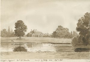 Somerford Hall: disegno a seppia da Cornelius Varley
