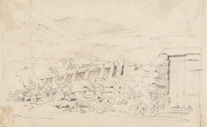 Studio di un muro di pietra e un cancello da Cornelius Varley