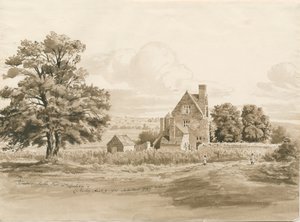 Tettenhall - Perton Hall: disegno a lavaggio di seppia da Cornelius Varley