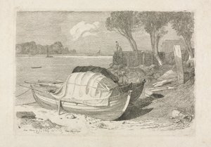 Due barche da pesca arenate, 1809 da Cornelius Varley