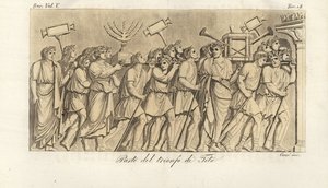 Soldati romani in processione con spoglie di guerra sull