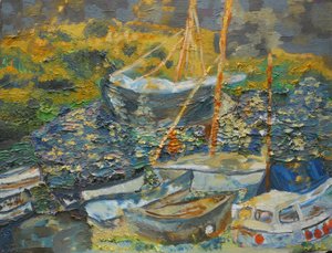 Porto di Mousehole, barche a riposo da Cosima Duggal