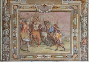 Scena di battaglia dagli Atti di Goffredo di Buglione alla presa di Gerusalemme, 1589-94 circa (affresco) da Cosimo Daddi