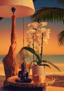 Tramonto sulla spiaggia di Orchid Buddha