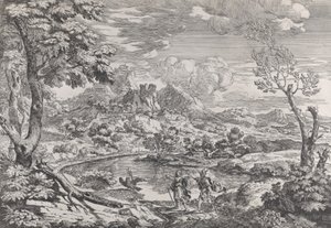 Paesaggio con un uomo che mostra a Mercurio l