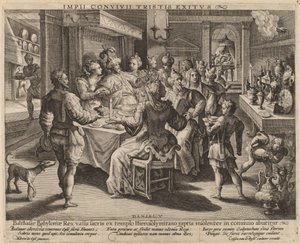 Il banchetto di Baldassarre da Crispijn de Passe I after Maarten