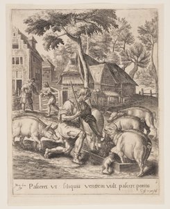 Il figlio che nutre i porci, dalla Parabola del Figliol Prodigo da Crispijn van de Passe I