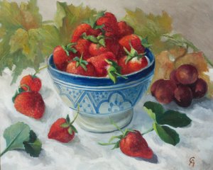 Fragole in una ciotola blu