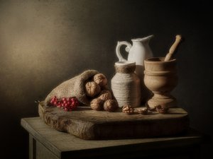 Natura morta rustica con prodotti dell