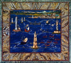 Tavolo con rappresentazione del porto di Livorno, c.1601-04 da Cristofano & Ligozzi Jacopo (1547 1626) Gaffurri