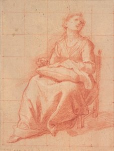 Ragazza seduta che cuce da Cristofano Roncalli