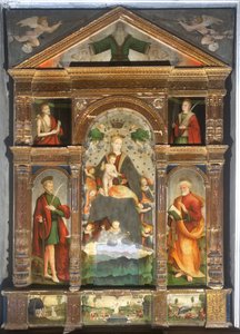 Madonna Incoronata con Bambino e Angeli, San Paolo, San Pietro da Cristoforo (fl.1525 1578) & Pancalino Raffaele (fl.1514 1573) Pancalino