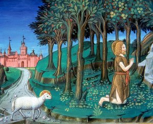 Giovanni Battista prega davanti alle porte della città da Cristoforo De Predis