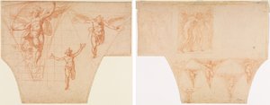 Tre Studi di Angeli per un Pennacchio (recto); Studi per Cristo che Incontra Sua Madre sulla Via del Calvario, Studi di un Angelo in un Pennacchio (verso)