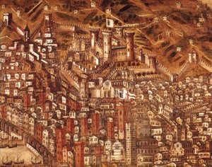 Veduta di Genova e del suo castello (dettaglio) 1597 da Cristoforo de Grassi