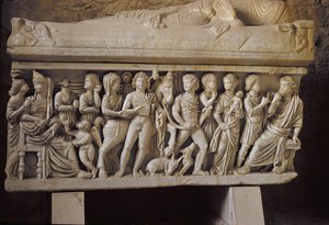 Ippolito e Fedra, dettaglio dal lato di un sarcofago da Croatian School