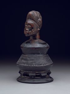 Vaso di unguento con coperchio effigie, inizio a metà del XX secolo (legno)