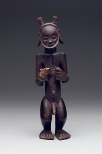 Contenitore rituale a forma di figura maschile in piedi da Culture Chokwe
