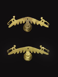 Coppia di ornamenti per orecchie, 600-1600 d.C. da Culture Nariño