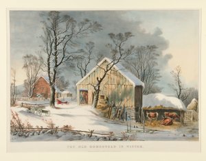 La vecchia fattoria in inverno da Currier and Ives