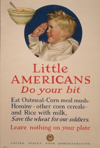Piccoli americani, fate la vostra parte. Risparmiate il grano per i nostri soldati - Non lasciate nulla nel piatto