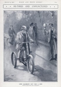 Il politico conservatore inglese e Primo Ministro Lord Salisbury in bicicletta da Cyrus Cuneo