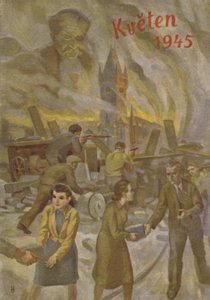 Persone a Praga che si aiutano e combattono nel maggio 1945 da Czech School