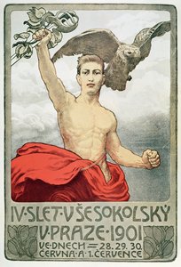 Poster pubblicitario per la 4ª Assemblea dei Sokols a Praga nel 1901