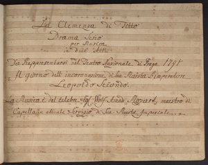Pagina del titolo della partitura La Clemenza di Tito da Czech School