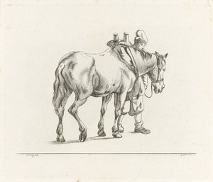 Uomo che cammina accanto a un cavallo da D. Merrem