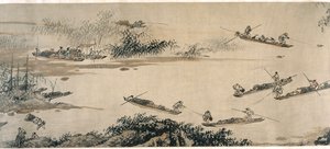 Pescatori su un fiume autunnale da Dai Jin