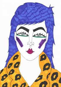 Capelli blu, 2018 (pennarello su carta) da Daisy de Villeneuve
