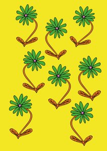 Margherite ripetute su sfondo giallo (digitale)