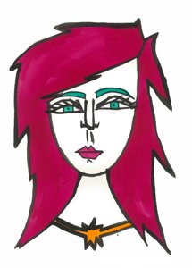 Capelli rosa scuro, 2024 (penna e pittura su carta)