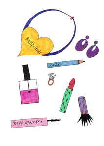 Gioielli e trucco, 2017 (pennarello su carta) da Daisy de Villeneuve