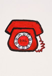 Telefono rosso, 2017 (inchiostro india rosso con pennarello su carta) da Daisy de Villeneuve