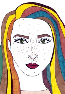 Autoritratto (tecnica mista) da Daisy de Villeneuve