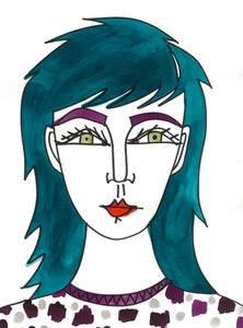 Capelli verdi arruffati, 2024 (penna e pittura su carta)