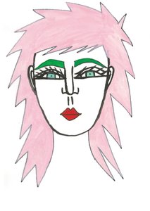 Capelli rosa arruffati, 2024 (penna e pittura su carta) da Daisy de Villeneuve