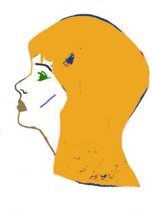 Testa gialla, 2017 (pennarello su carta) da Daisy de Villeneuve