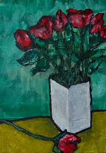 Natura morta con rose rosse da Dale Hefer & Family