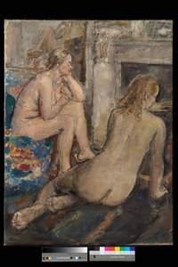 Due modelle in riposo, es. 1939 (olio su tela)