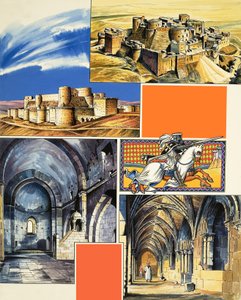 Il castello di Le Krak Des Chevaliers in Siria (gouache su carta)