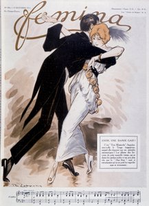 Coppia che balla il tango - illustrazione di Daniel De Losques - in “Femina” del 15/10/1913