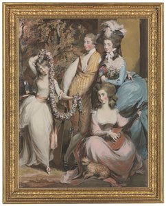 Ritratto a figura intera di Mary Sturt di Crichel (1740-1807) con i suoi tre figli maggiori, Diana, Mary e Humphry da Daniel Gardner