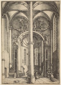 Interno della Chiesa di Santa Caterina con la parabola del fariseo e del pubblicano da Daniel Hopfer