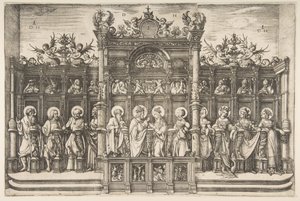 Grande stallo del coro con Cristo che benedice la Vergine da Daniel Hopfer